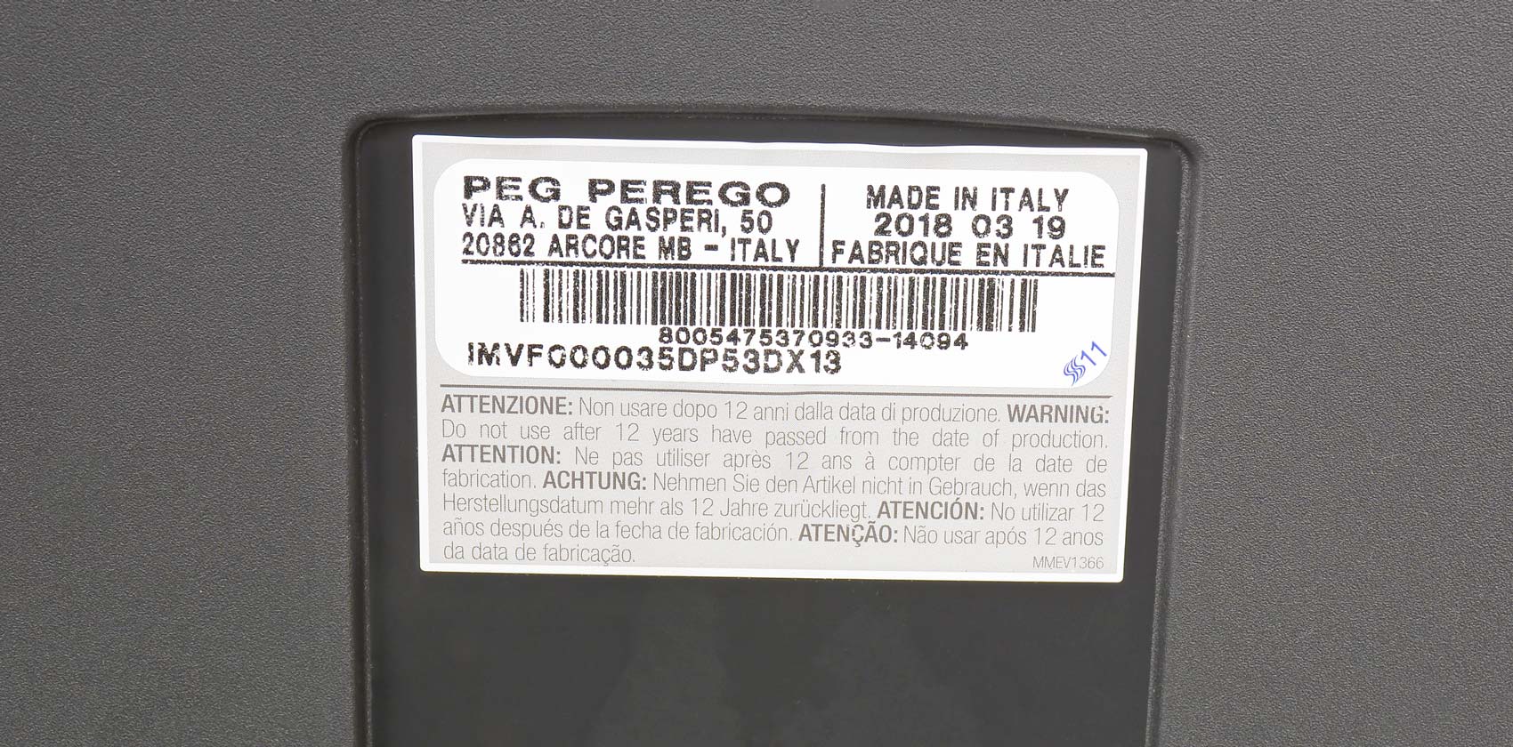 Peg-Perego Viaggio 2-3 Flex серийный номер автокресла