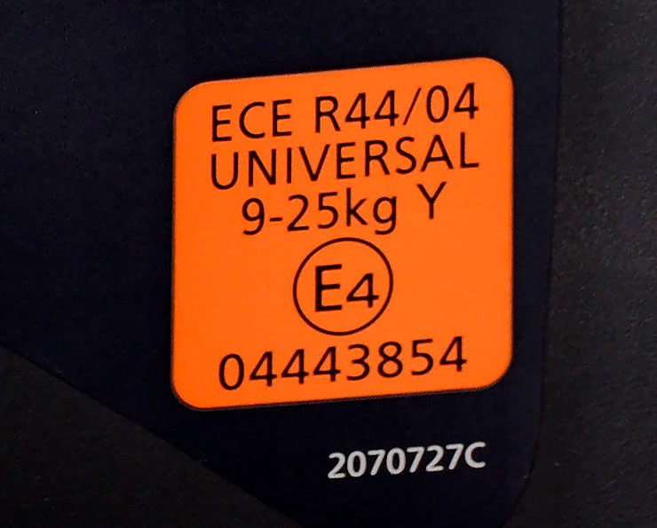 ECE R-44 табличка
