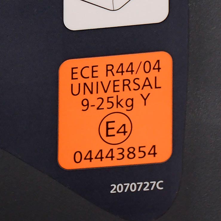 Табличка ECE R44-04
