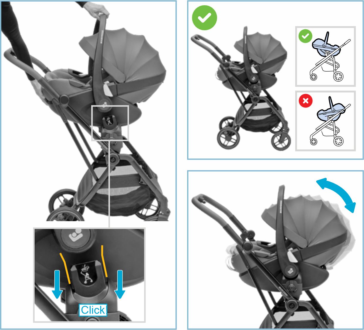 Инструкция к Maxi-Cosi Pebble 360 Прогулочная детская коляска и автокресло
