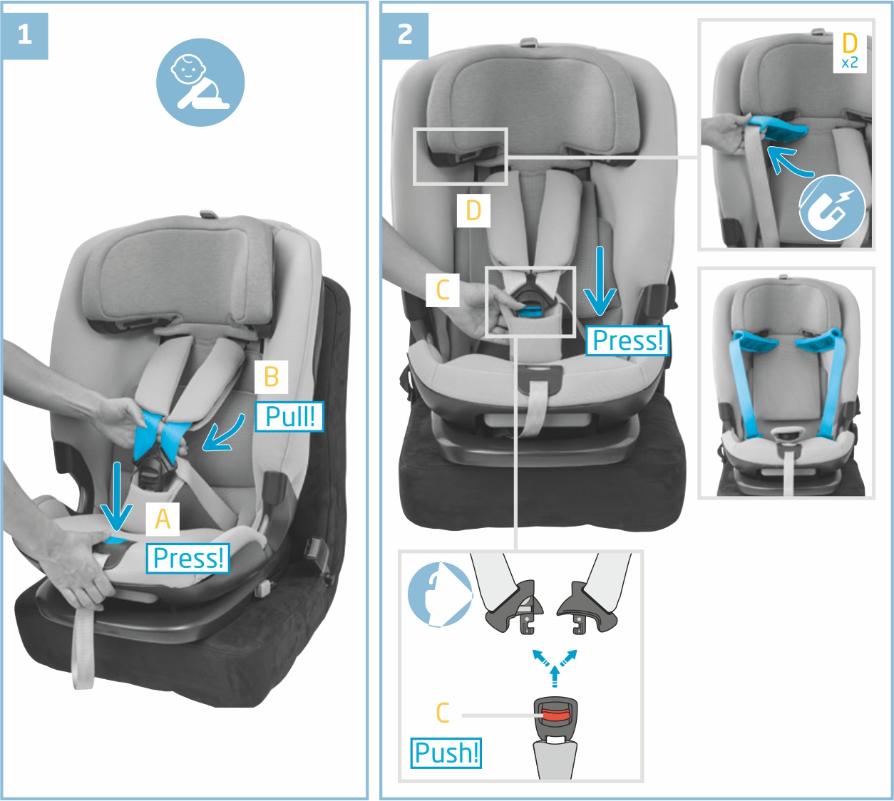 Инструкция к Maxi-Cosi Titan Pro i-Size Фиксация ребёнка ремнями 76-105 см