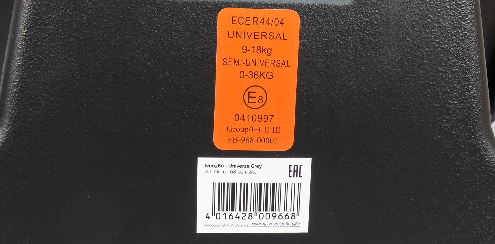 Osann Neo 360 сертификация ECE R 44/04