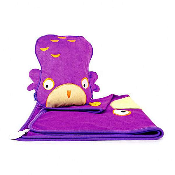 Подушка Trunki с пледом Сова, фиолетовый